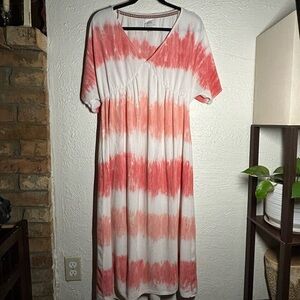 Knox Rose Coral and White Striped Midi Dress